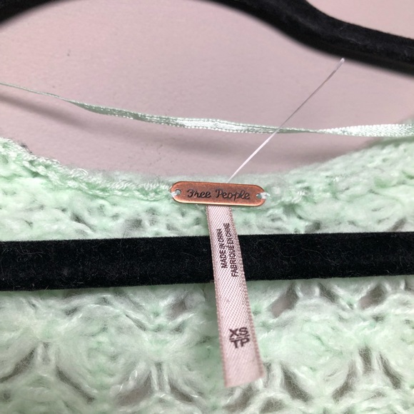 NWT Free People open knit mint spring sweater - Picture 5 of 8